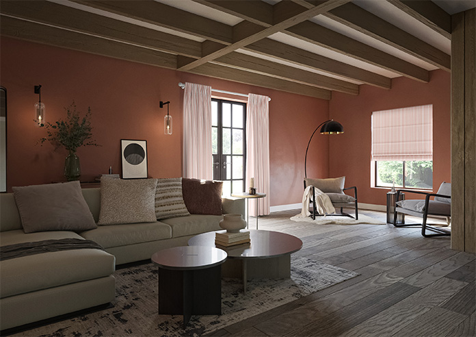 Lace Stripes, Coral - Roman Blind - Image 6
